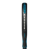 A image of adidas adipower multiweight ctrl 3.4 racket from the side view showing the weights. 