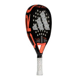 A image of the Adidas Cross it team Padel Racket at an angle showing left side of racket. 
